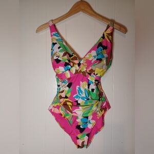 Anne Cole Floral One Piece Swimsuit - Pink and Multicolor